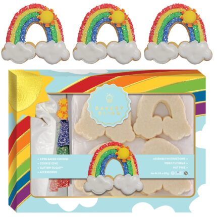 Baxia Rainbow Cookie Decorating Kit – 8 Pre-Baked Cookies with Icing & Decorations
